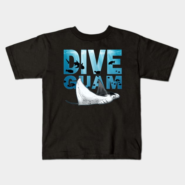 Giant Manta Ray Guam Diving Kids T-Shirt by NicGrayTees